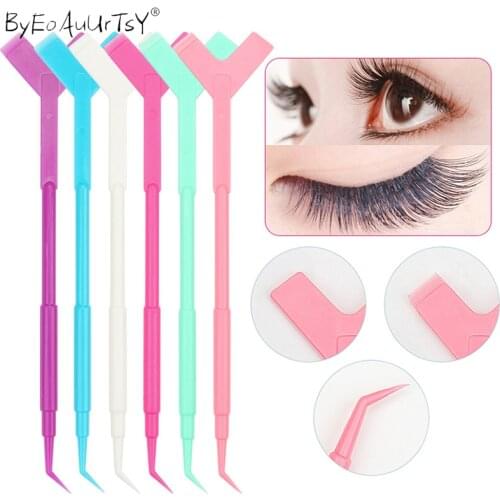 10pcs Multifunction Fake Eyelash Perming Stick Tool Hot Glue Spoon Lashes Brush Mini Y Shape Comb Lash Lifting Curler Applicator