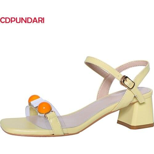 Fashion String Bead Genuine Leather High heels Sandals Women Summer Casual Shoes Sandales Femmes 2021 Sandalias Mujer