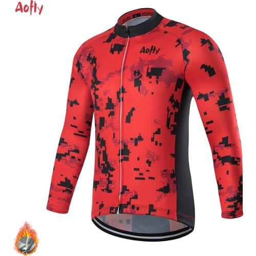 The Men Clothing New Aofly Ciclismo Invierno 2021 Racing Thermal Fleece Bicicleta Long Sleeve Cycling Bike Jersey Sport Bicycle