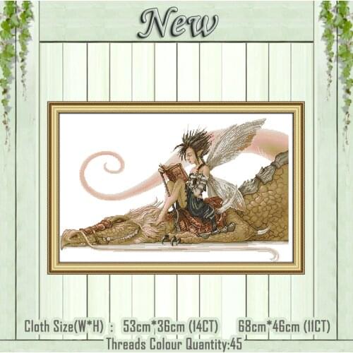 Dragon girl animal diy home decor painting counted print on the canvas DMC 11CT 14CT kits Cross Stitch embroidery needlework Set