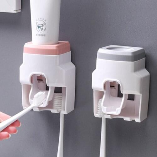 Toothpaste Dispenser Wall Mount Automatic Toothpaste Squeezer Bathroom Accessories Portable Family Kids Lazy Toothbrush Holder