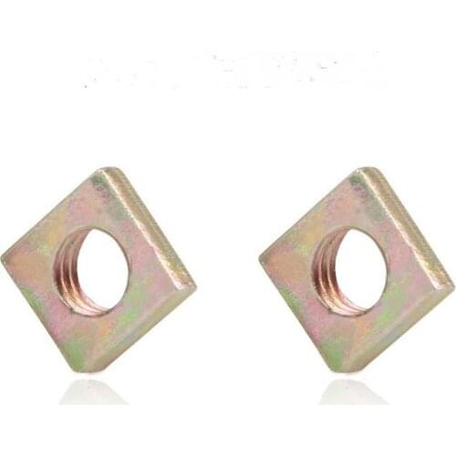 Free shipping 50Pcs M3 M4 M5 M6 Color Zinc Plated Square Nuts Without Bevel Block Square Quadrangle Galvanized Pressed Nuts