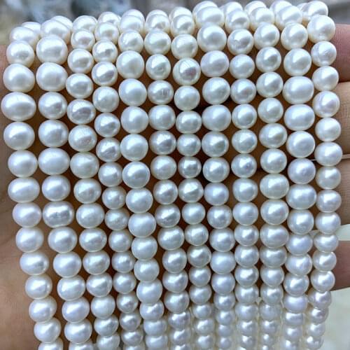 Wholesale Natural Near Round Freshwater Pearls (A ) White Loose Beads For Jewelry Making DIY Bracelet Necklace 7-8MM