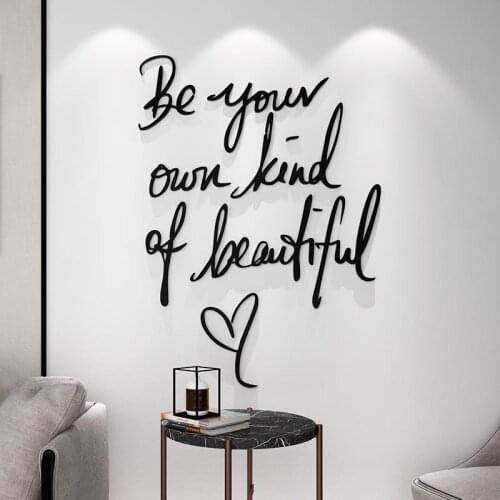 Letter Quotes Wall Sticker 3D Solid Wall Decals For Background Living Room Vinyl Mural Art Mirrored Acrylic Wall Decor For Home