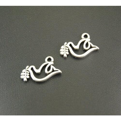 20 Pcs Bronze / Silver Color Peace Dove Charms Pendants For Jewelry Making DIY Handmade Craft A262/A682
