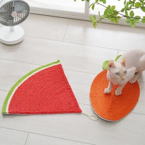 Cat Hanging Scratcher Durable Sisal Grinding Nails Supplies Pet Toys Non Slip Bottom Watermelon Carrot Shaped Kitten Scratch Mat