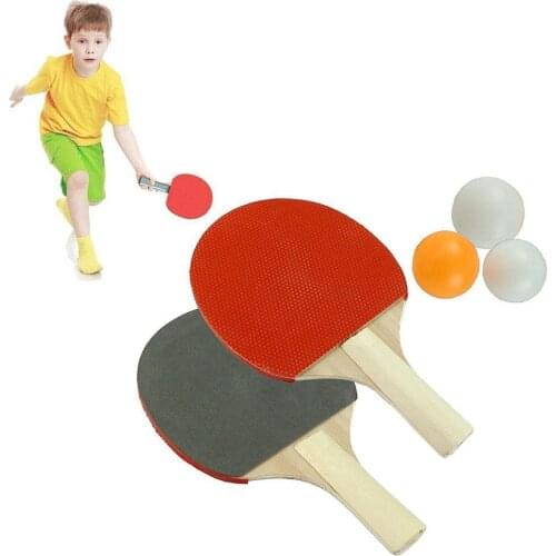 2 Pcs Table Tennis Racket Double Face Glue Short Handle With 3 Pong Balls Racket Set