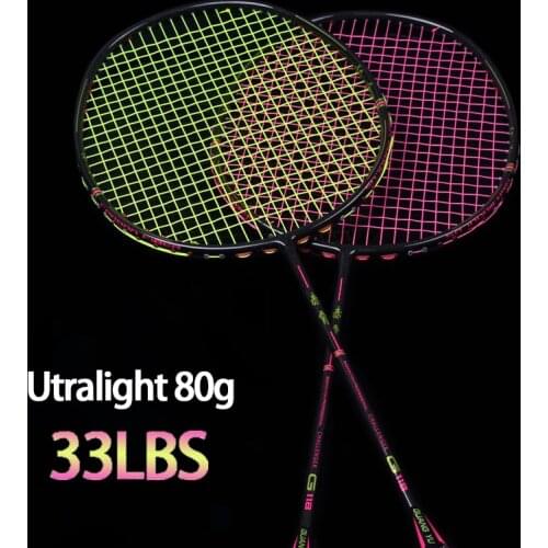 Ultralight Max Tension 33LBS 100% Full Carbon Fiber Badminton Rackets 4U 80G Racquet Bags String Professional Speed Sports Adult