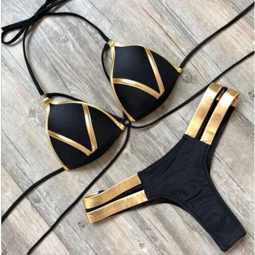 Sexy Bikini Womens Swimwear Summer Cropped Swimwear Push Up Bikini Solid Color Swimwear Beach Bikini 2018 new