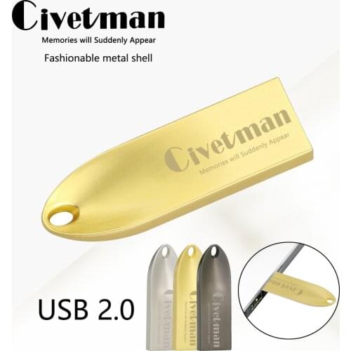 Civetman USB Flash Drive 128GB Metal Mini External Storage USB2.0 Pen Drive 64GB Pendrive 16GB USB Memory Stick 32GB Flash Drive