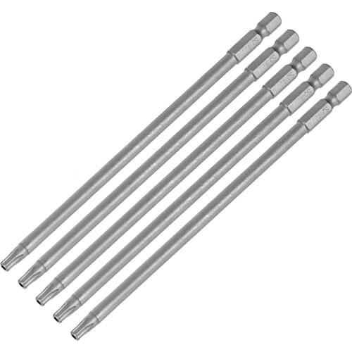 Uxcell 5PCS Torx Screwdriver Bits 1/4-Inch Hex Shank 150mm Length TT27 Magnetic Security Star Screw Driver S2 Bit