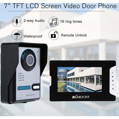 Video Intercom Wired Video Door Phone Doorbell with 7- inch Color Monitor and Waterproof Doorbell Support Unlock