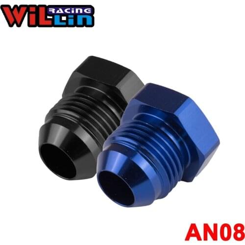 WILLIN - 2pcs/pack AN08 AN Flare Plug Aluminum Hex Head Male Flare Plug Fittings Adapter Black/Blue WL806-08
