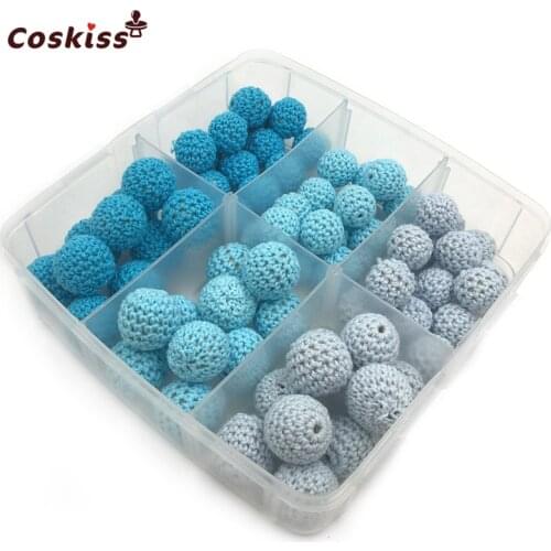 DIY Nursing Jewelry Combination Package Wooden Teether Natural Mixed Color Wooden Crochet Bead Creative Freedom Baby Teether Set