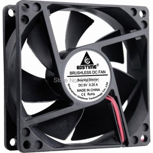 2 Pieces 5V 80MM 8CM Computer Case Fan 2pin Connector 80mm x 80mm x 25mm PC CPU Cooler Laptop Cooling Fan