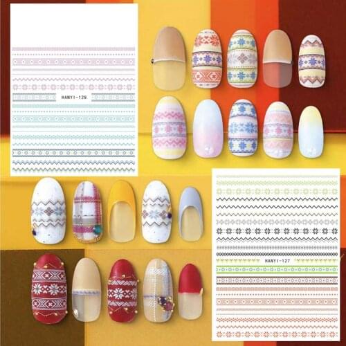HANYI-127-128 BLUE LINE 3d nail art stickers decal template diy nail tool decorations