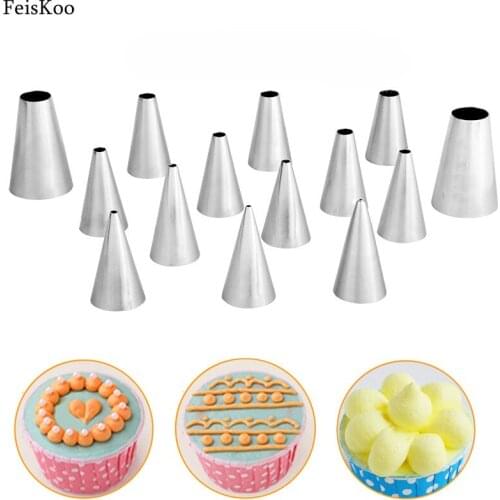5pcst Cake Tools Icing Piping Nozzles Tips Stainless Steel Round Cake Cookie Cream Nozzles Pastry Tools Fondant Decorating Tools