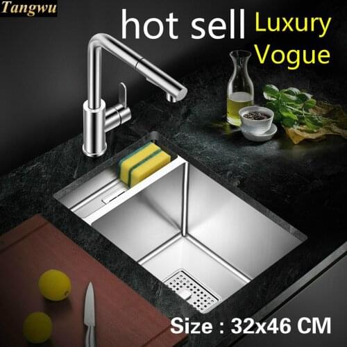 Free shipping Mini standard kitchen manual sink single trough food-grade 304 stainless steel hot sell 32x46 CM