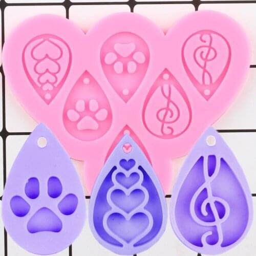 Shiny Heart Bear Claw Silicone Mold Jewelry Making Epoxy Resin Molds Polymer Clay Pendant Craft Custom Keychain Earring Mould