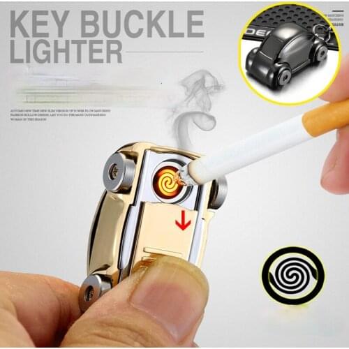 Mini Keychain Car USB Metal Charging Lighter Windproof Cigarette Lighter Smoking Accessories for Weed Cute for Women Good Gift