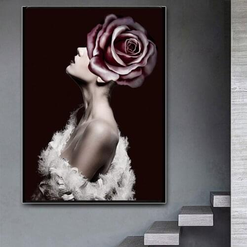 Diamond Embroidery Girl 5D Diamond Painting Flower Cross Stitch Nordic Portrait Rhinestone Mosaic Fashion Girl Room Art Deco