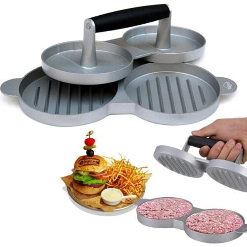 Double Burger Press Hamburger Maker Aluminum Alloy Hamburger Mold Non-stick Kitchen Tools to Easily Make Delicious Burgers