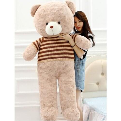 Fillings toy huge 180cm teddy bear plush toy brown stripes sweater bear soft doll hugging pillow Christmas gift b1297
