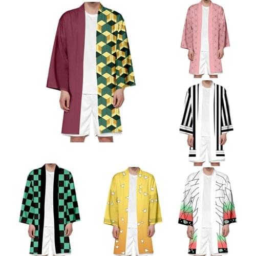 Anime Demon Slayer Kimetsu No Yaiba Haori Kimono Cosplay Costume Agatsuma Zenitsu Tomioka Giyuu Summer Costumes Coat Cardigan