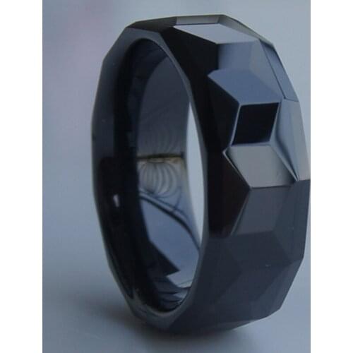 Cool facet black 8mm hi-tech scratch proof ceramic ring