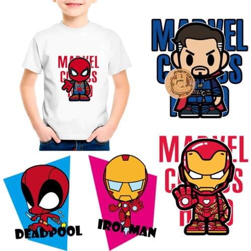 Disney Spiderman Iron patch Hulk Captain America t-shirt clothing Fabric stickers clothing washable Decorative heat transfer