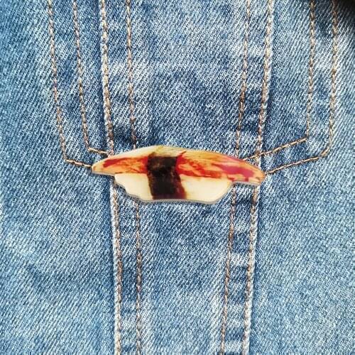 Fashion Sushi Lapel Cartoon Pins Food Vintage Brooches Acrylic Badges Backpack Cute Pins Gifts For Friends Wholesale Jewelry