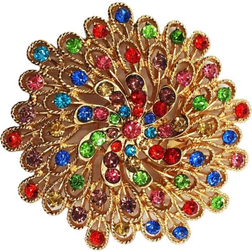 Fashion Multicolor Brooches Crystal Flower Brooch Accessories BA017