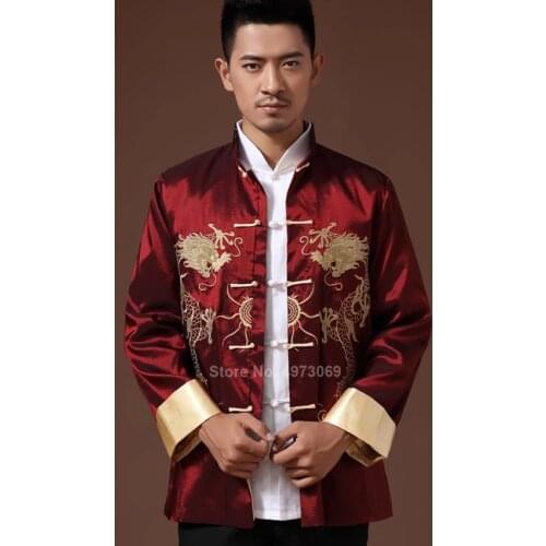 Male Clothes 2021 Embroidery Dragon Tangsuit Traditional Chinese Clothing for Men Shirt Top Jacket Cheongsam Hanfu Vintage