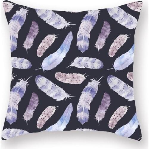 New Cushion Cover Colorful Feather Pattern Short Plush Rectangular Pillowcase for Sofa Bedroom Car Decoration