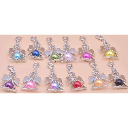 12PCs/lot Jewelry Accessories Handmade Colorful Charm Glass Angel Wings DIY Pendant For Jewelry Making 24197