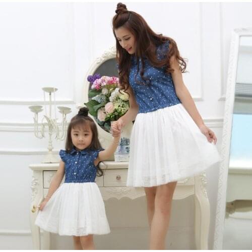Family matching mother daughter mommy and me clothes family look girls fashion clothing women jeans summer beach dress outfits