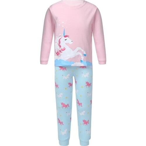 Oyolan Girls Clothing Sets Cartoon Printing Sweatsuit outfit 2pcs For Girls Children Long Sleeve Tshirt and Skinny Pants Sets