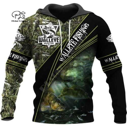 PLstar Cosmos NewFashion Animal Walleye Fishing Fisher Camo Funny Outwear Tracksuit 3DPrint Harajuku Casual Hoodies Men/Women A9