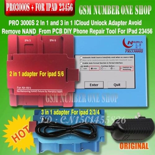 PRO3000S 2 In 1 (for ipad5/6)or 3in 1(for ipad2/3/4) ICloud Unlock Adapter Avoid Remove NAND From PCB Repair Tool For IPad234/56