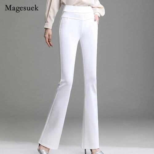 Straight Elastic Waist Pants Spring and Autumn High Waist Pants for Women Casual Solid Pants Plus Size OL Style Trousers 16453