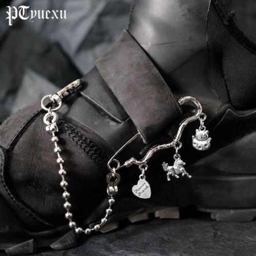 PTyuexu 2021 Boy Girl Anklets Jewelry Harajuku Charm Paperclip Anklet Boot Shoe Chain Hip Hop Punk Funny Shoes Accessorices