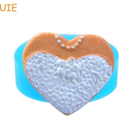 QYL234U 25.2mm Heart Wedding Dress Cookie Silicone Push Mold - Bride Biscuit Mould Cake Decoration Fondant Resin Candy Gum Paste