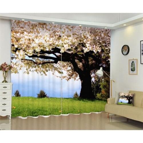 Luxury Blackout 3D Window Curtains For Living Room Office Bedroom Customized size Rideaux Drapes Cortina White Cherry pillowcase