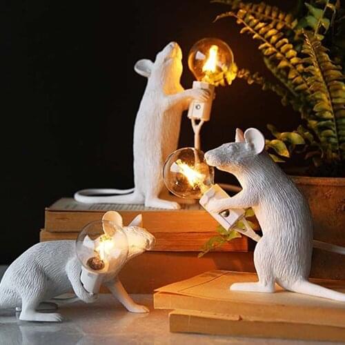 Modern Resin Mouse Table Lamp LED E12 220V Mouse Desk Lamps Kids' Room Decor LED Night Lights Table Desk Light EU/AU/US/UK Plug