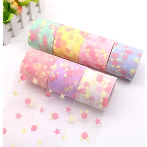 6cm 25Yards Star Mickeys Tulle Glitter Tulle Baking Cake Topper Tutu Bow Soft Squine Tulle DIY Wedding Birthday Party Supply