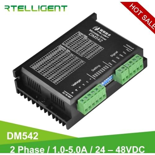 Rtelligent Nema 23 Stepper Motor 57CM23 and Nema 23 Stepper Motor Driver DM542 Driver Motor 2.2N.M 24-48V DC Stepper kit