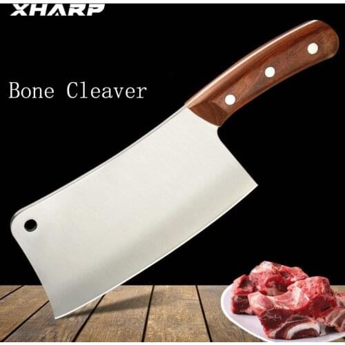 Thickened Bone Cleaver Knife Chefs Cooking Kitchen Knife Cutter 4Cr14 Stainless Steel Chopping Bone Butcher Rosewood Handle