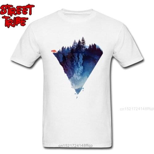 Near. T-shirt Men Maze Forest Red Fox T Shirts Danger Cliff Print Male Clothing Casual Summer Cotton White Tee Shirt Fitness 3XL