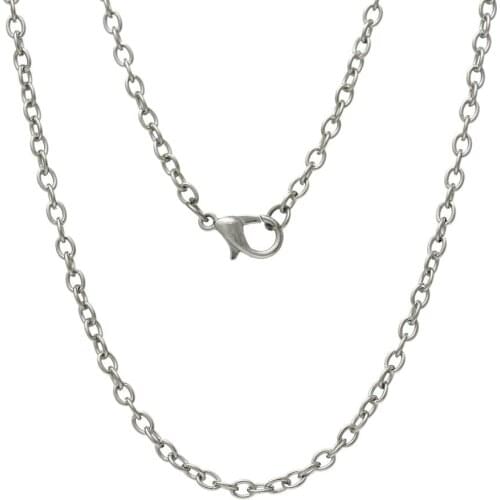 DoreenBeads Jewelry Necklace dull silver color Cable Chains Lobster Clasp 62cm(24 3/8") long, 12 PCs
