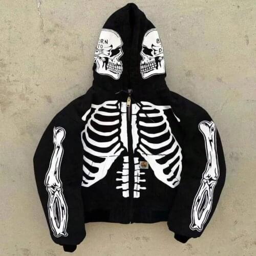 Mens Fashion Cardigan Hoodies Skull Painted Streetwear Sweatshirts Hip Hop Graffiti Hoody Tops clothes jacket coat cotton women